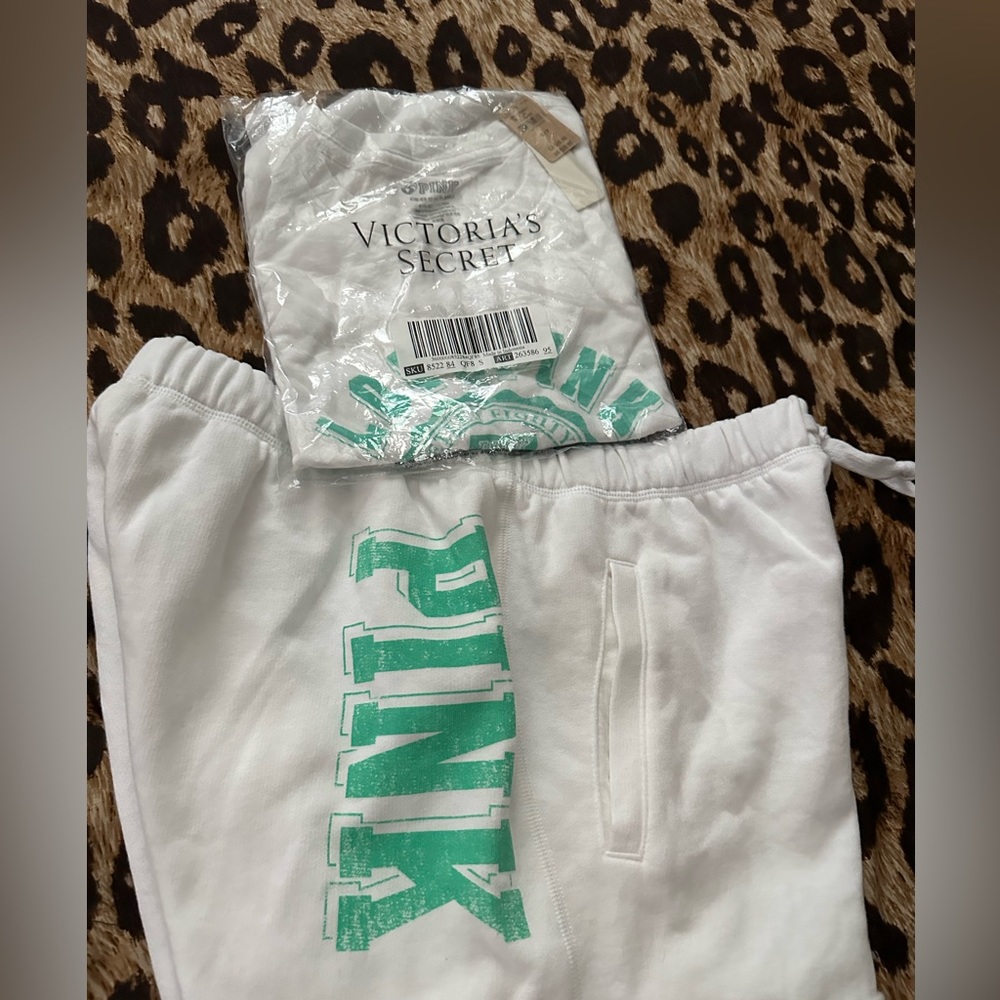 BWT PINK WHITE AND GREEN SHORTS AND TOP